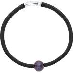 Bracelets de perles noirs en argent à perles avec certificat d'authenticité look fashion pour femme 