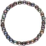Bracelets de perles noirs en acier à perles avec certificat d'authenticité look fashion pour femme 