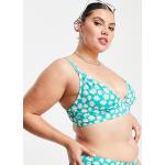 Hauts de bikini verts à fleurs à motif tournesols Taille XXL plus size pour femme en promo 
