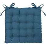 Lot de 4 galettes de chaise en coton et polyester coloris bleu canard - Dim : L 38 x l 38 cm