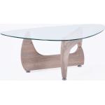 Table basse en verre avec pieds coloris chêne - Longueur 110 x Profondeur 70 x Hauteur 40 cm Pegane
