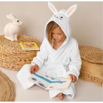 Peignoirs à capuches blancs en coton à motif lapins enfant 