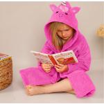 Peignoirs à capuches roses en coton à motif licornes enfant en promo 