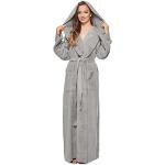 Robes de chambre longues grises en coton Taille L look fashion pour femme 