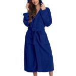 Pyjamas combinaisons d'automne bleus en éponge à capuche Taille 3 XL plus size look fashion pour femme 