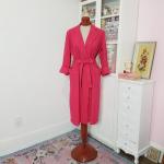 Robes de chambre longues rose framboise en satin à manches longues Taille M look vintage pour femme 
