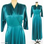 Robes en soie vert émeraude en satin métalliques Taille M look vintage pour femme 