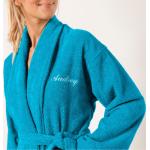 Peignoirs en éponge Colombine turquoise en coton Taille XXL pour femme en promo 