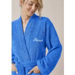 Peignoirs en éponge Colombine bleus en coton Taille XXL pour femme en promo 