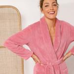 Peignoirs en polaire roses en polyester Taille XL pour femme en promo 