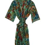 Peignoirs Kimono à fleurs en coton longs à manches trois-quart Tailles uniques style bohème pour femme 