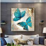 Tableaux peinture bleus à motif papillons lumineux modernes 