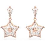 Boucles d'oreilles pendantes de créateur Swarovski blanches en or rose pour femme 