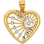 Pendentifs coeur pour la Saint-Valentin blancs en métal 14 carats 