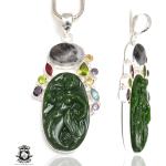 Pendentifs vert jade à motif serpents en jade pour femme 