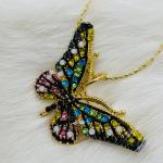 Pendentifs en or de mariage à strass à motif papillons 