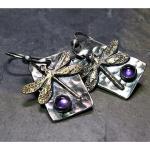 Boucles d'oreilles pendantes de mariage prune en zinc amethyste style bohème pour femme 