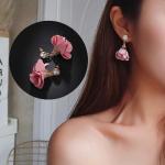 Boucles d'oreilles pendantes rouge rouille en cristal à clous look fashion pour femme 