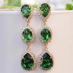 Boucles d'oreilles pendantes de mariée vert d'eau en zinc look fashion pour femme 