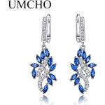 Boucles d'oreilles de mariage bleus saphir en métal en argent look fashion pour femme 
