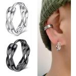 Boucles d'oreilles gris foncé en métal créoles look fashion pour femme 
