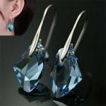Boucles d'oreilles pendantes bleues en cristal look fashion pour femme 