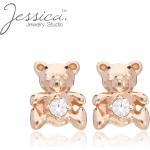 Boucles d'oreilles en cristal à motif papillons en argent 14 carats look fashion pour femme 