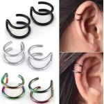 Boucles d'oreilles à clip multicolores en titane look fashion pour femme 