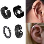 Boucles d'oreilles à clip gris acier en acier à clous look fashion pour femme 