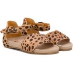 Sandales Pépé marron à effet léopard en caoutchouc en cuir à bouts ouverts Pointure 21 en promo 