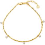 Bracelets de perles argentés en or à perles 18 carats gravés 