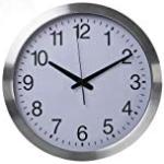 Perel Horloge Murale, Rond, analogique, 40 cm, Heure radiopilotée (DCF), Aluminium, Argent