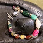 Bracelets de perles argentés en verre à perles look asiatique 