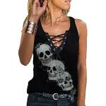 T-shirts à imprimés à motif têtes de mort sans manches Taille XXL look gothique pour femme 