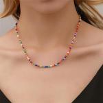 Colliers ethniques orange à perles style ethnique pour femme 