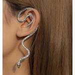 Boucles d'oreilles à clip grises en métal à motif serpents look fashion pour femme 