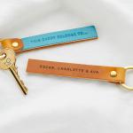 Porte-clés pour la fête des pères marron en cuir en cuir personnalisés 