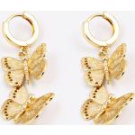 Boucles d'oreilles pour la fête des mères dorées en laiton à motif papillons créoles personnalisés look fashion 