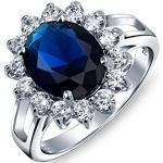 Bagues de fiançailles en diamant Bling Jewelry argentées en argent Halo personnalisés classiques pour femme 