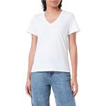 T-shirts col V Petit Bateau blancs à motif bateaux bio à manches courtes à col en V Taille L look fashion pour femme 