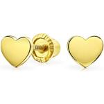 Boucles d'oreilles coeur Bling Jewelry dorées en or jaune gravés look fashion pour femme 