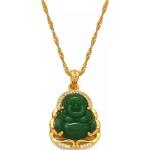 Pendentifs en or vert jade en or à motif Bouddha 18 carats pour femme 