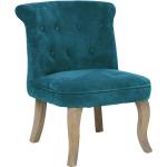 Petit fauteuil Calixte bleu canard en velours