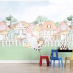 Petit Papier Peint Sur Le Thème Du Village. Chambre D'enfants Papier Peel & Stick Wall Sticker Décoration Murale Art Mural Amovible
