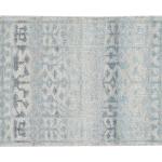 Tapis en laine bleus en viscose à franges à motif USA scandinaves 