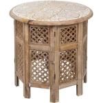 Tables rondes marron en bois à motif mandala pliables diamètre 52 cm 