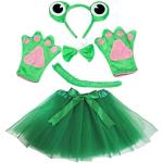 Petitebelle Frog Costume Headband Bowtie Tail Gloves Green Tutu Set for Lady (Green)