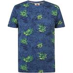 T-shirts Petrol Industries bleu marine à fleurs à manches courtes à manches courtes à col rond Taille M look fashion pour homme en promo 