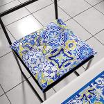 Galettes de chaise bleues lavable en machine en lot de 6 40x40 cm 