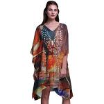 Phagun Orange Mughal Les Monuments Caftan Plus Grande Taille pour Femmes Kaftan Summer Wear-XL-3X